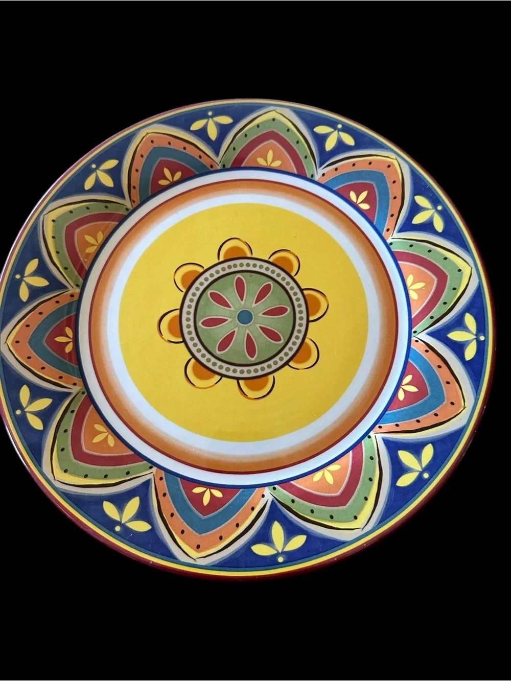 Pier 1 Mexicali Ironstone Multicolor Dinner Plates - Set of 4